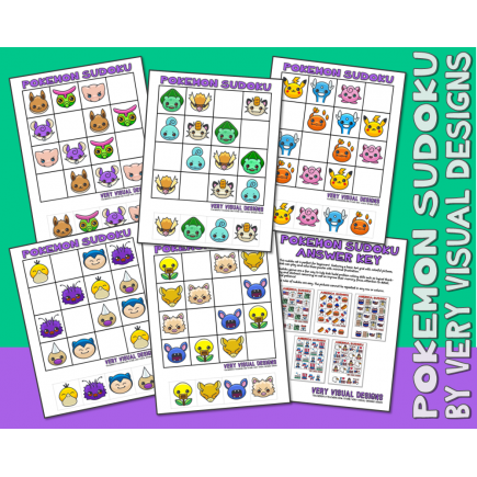 KIDS PICTURE SUDOKU Pokémon Printable Puzzles for Beginners : Critical Thinking & Problem Solving Skills